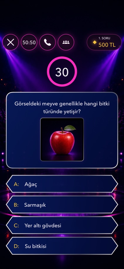 Bilgi Yarışması? görsel destekli soru ekranı